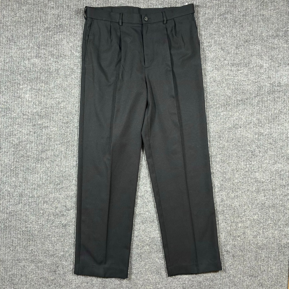 Ben Hogan Performance Mens Golf Pants Size 34x32 Black Pleated Front Mid Rise